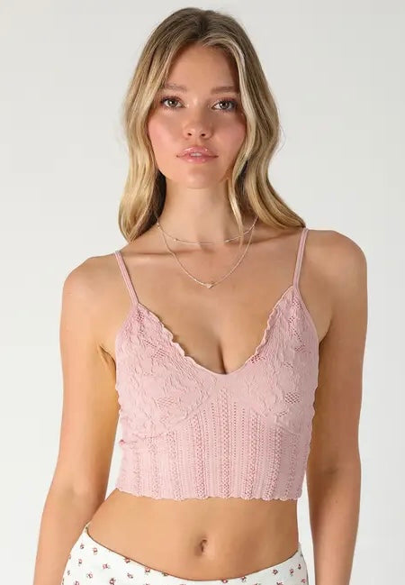 Lace Textured Bralette-Pearl Blush