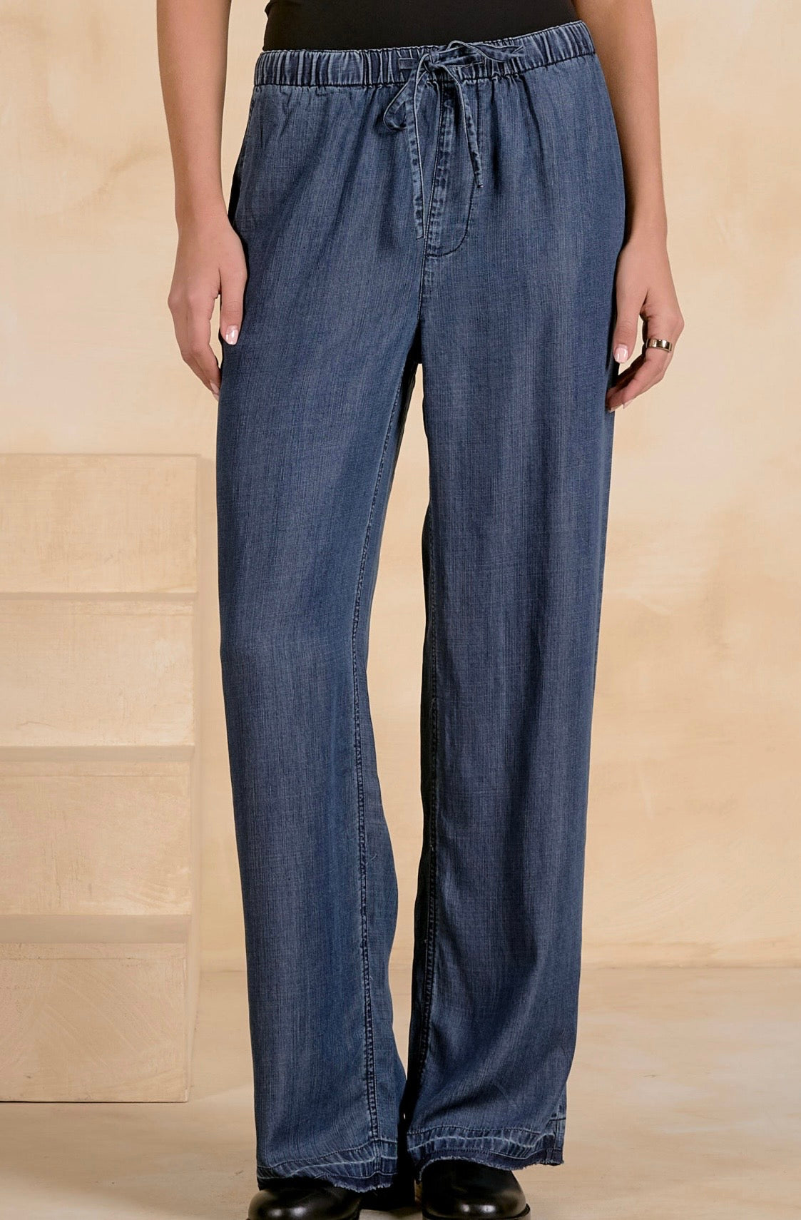 Pants w/Drawstring-Navy Wash