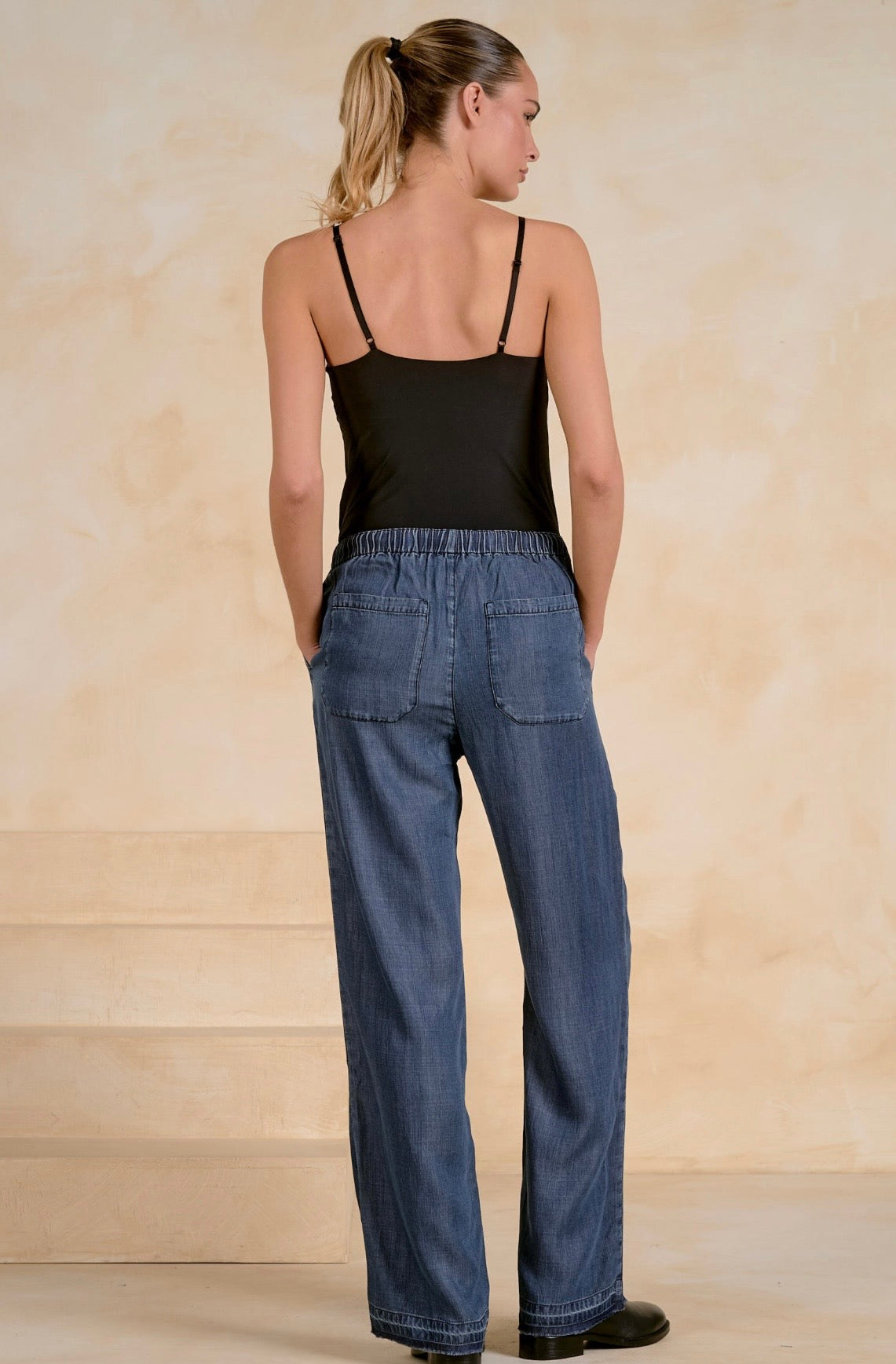 Pants w/Drawstring-Navy Wash
