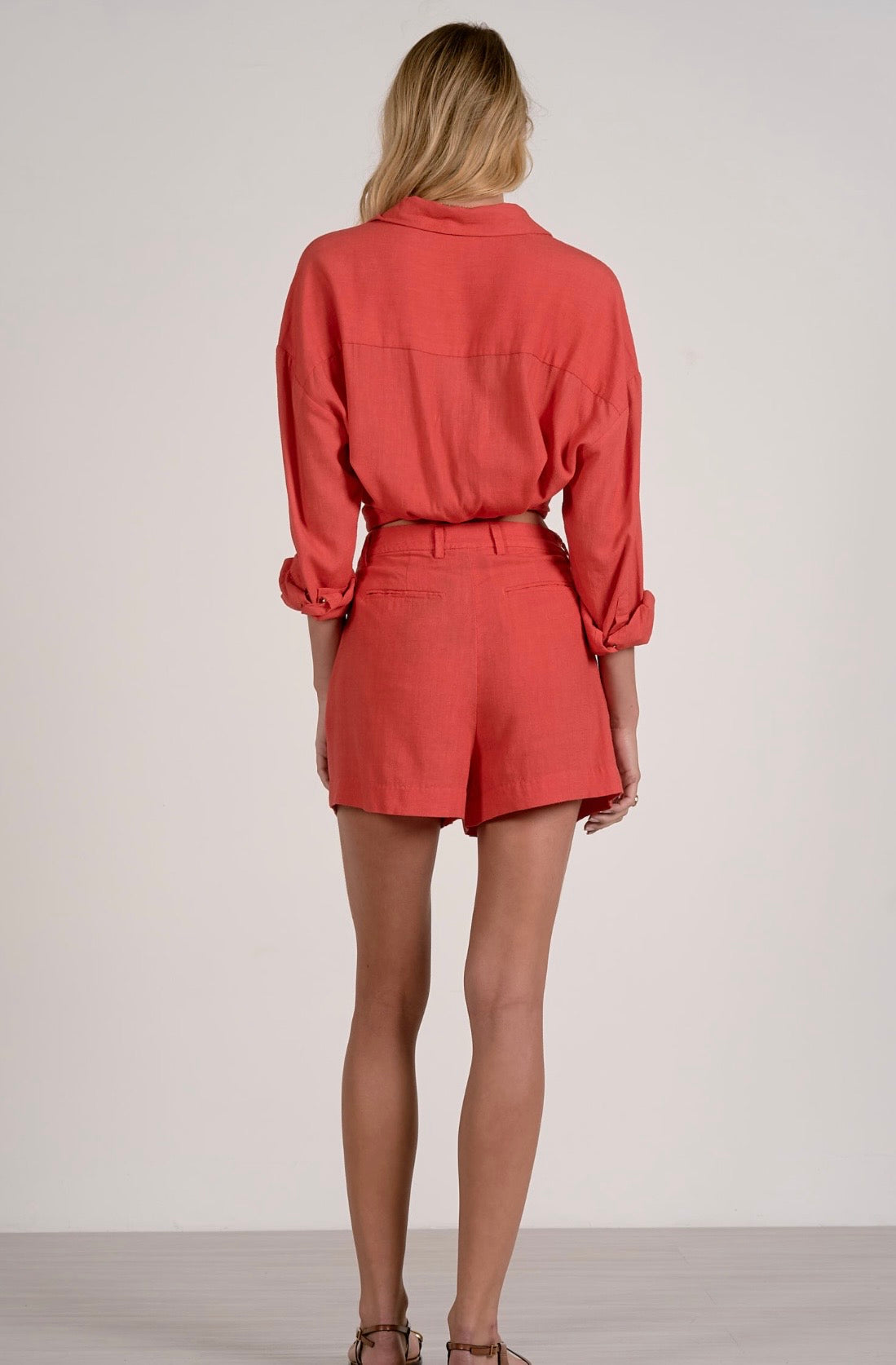 Pleated Shorts-Red