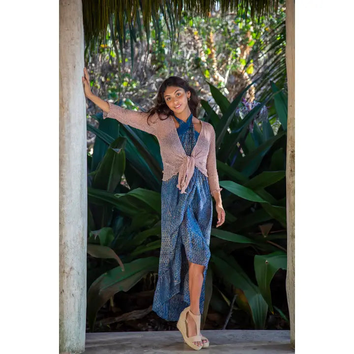 Summer Knit Sheer Cardigan Balero-Nude