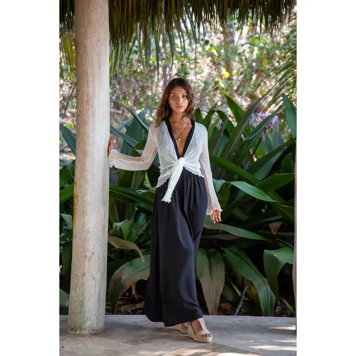 Summer Knit Sheer Cardigan Balero-Off White