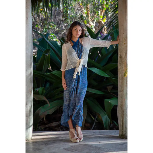 Summer Knit Sheer Cardigan Balero-Antique Cream