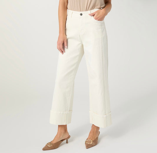 Avante Wide Ankle w/Front Seam Pants-Coconut Milk