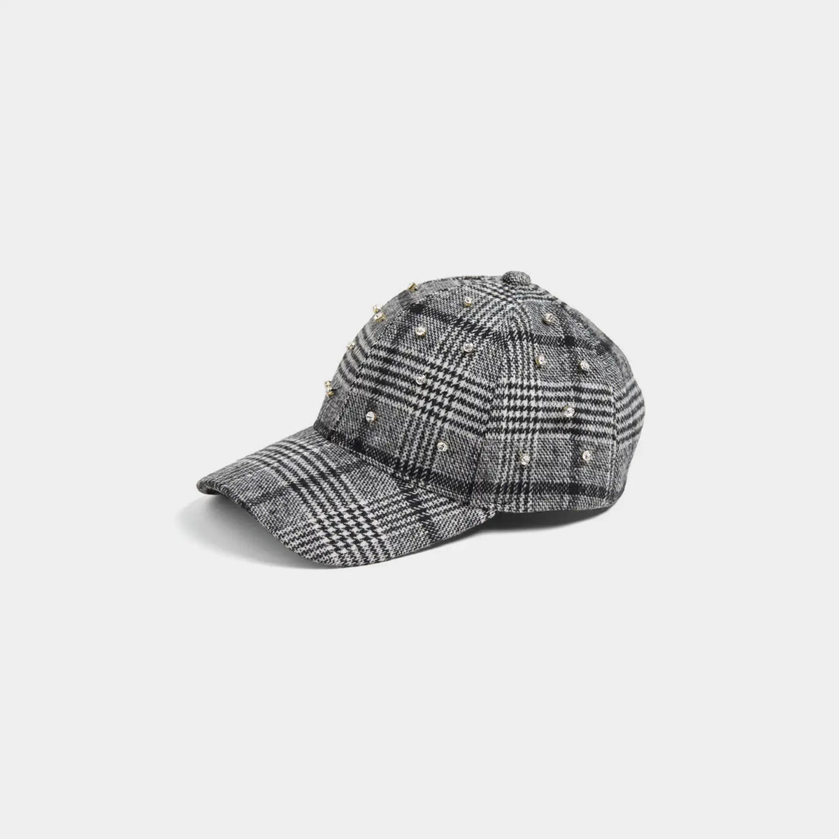 Glitzy Plaid Baseball Hat-Black