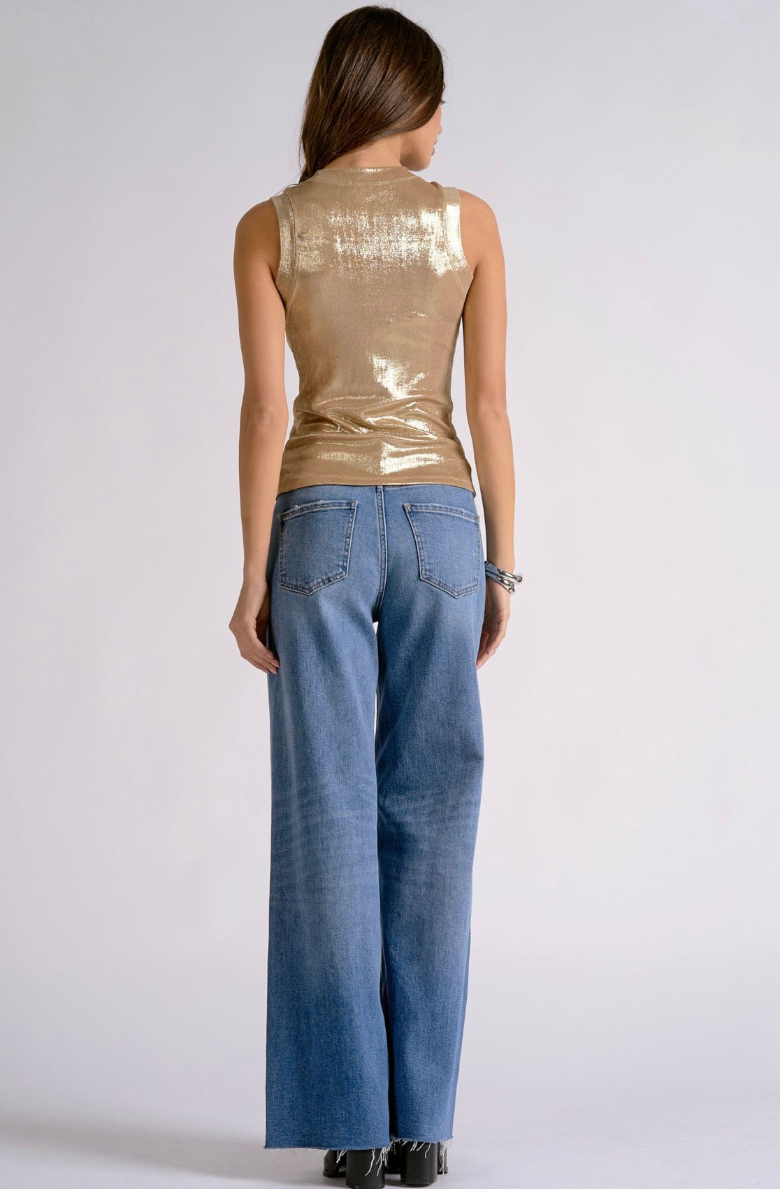 Tank Top Glitter-Light Gold