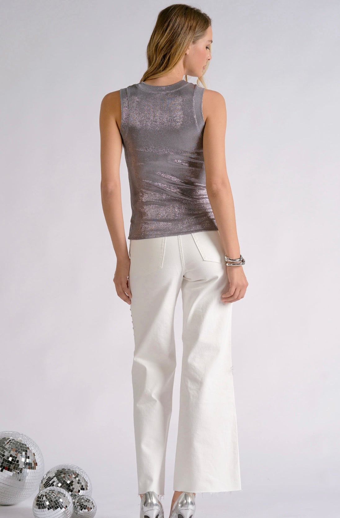 Tank Top Glitter-Silver