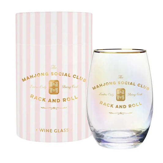 Gold Foil Stemless Wine Glass-Mahjong