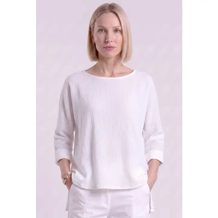 Long Sleeve Raglan Top-White