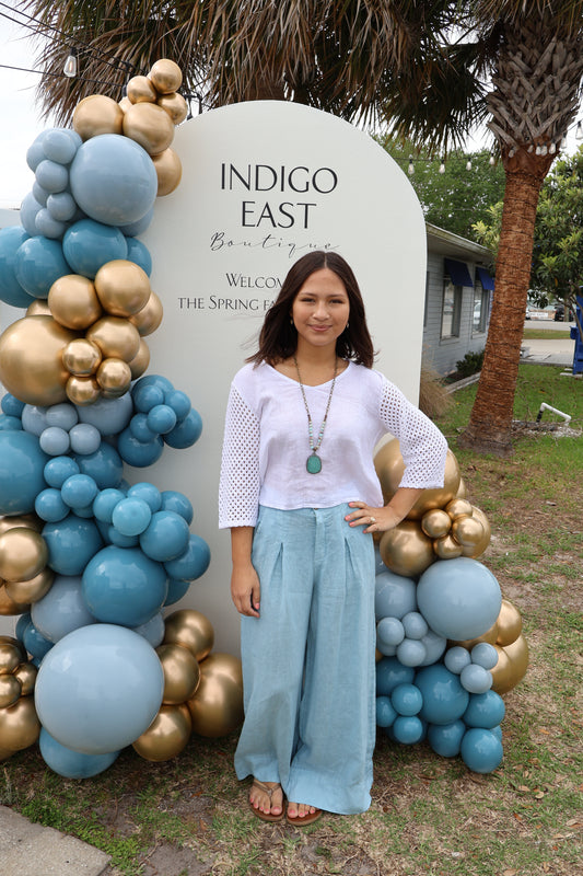 Primavera Linen Top-White