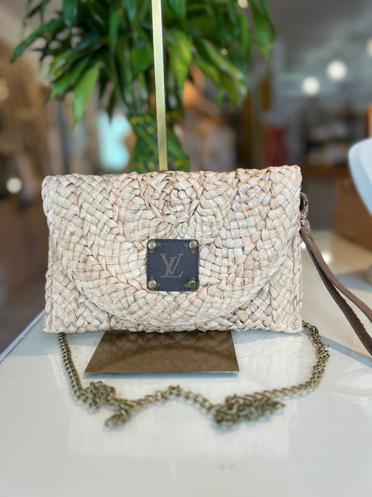 LV Upcycled Woven Straw Crossbody-Natural