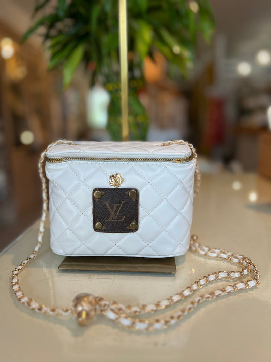 LV Upcycled Quilted Square Crossbody-White