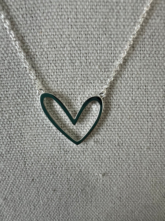 Abigail Open Heart Necklace-Silver
