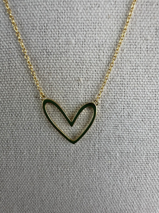 Abigail Open Heart Necklace-Gold