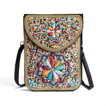 Artisan Beaded Crossbody-Multi Floral