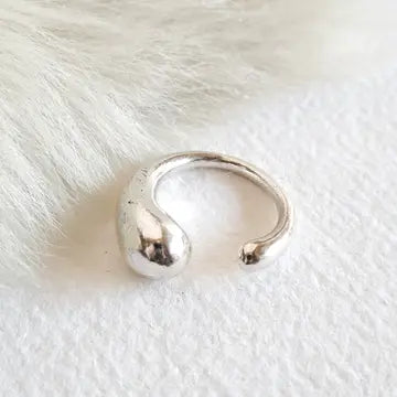 Molten Cluster Handmade Ring - Single Orb - Silver