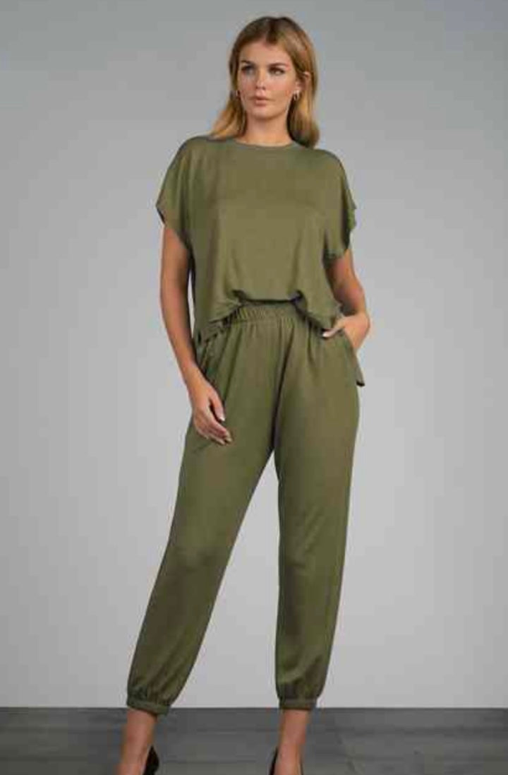 Jumpsuit w/ a French Tuck - Olive