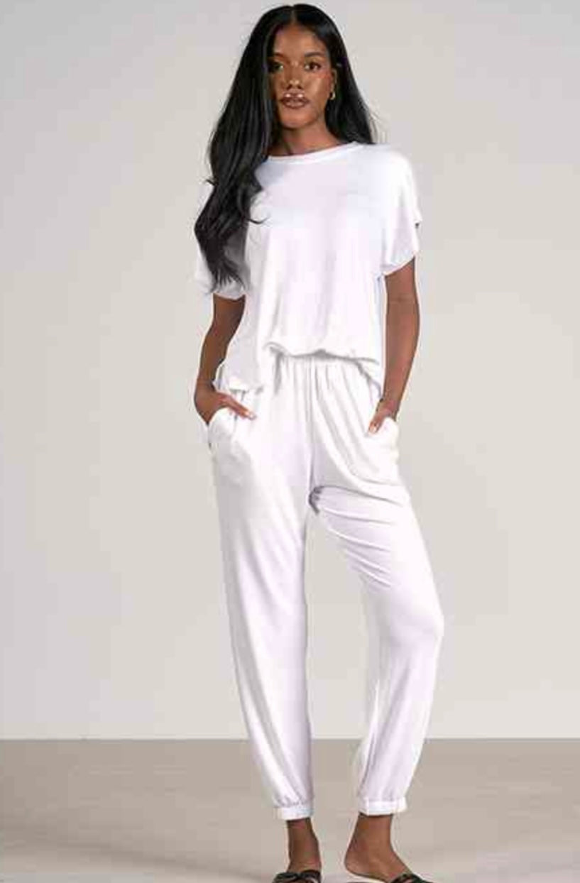 Jumpsuit w/French Tuck-White