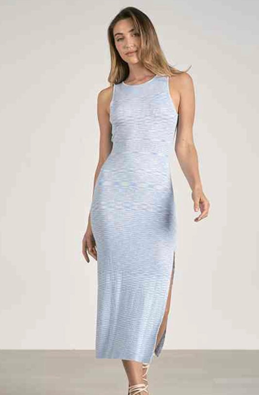 Twist Cut Out Maxi Dress-Blue/White