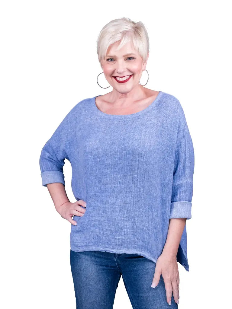 Long Sleeve Raglan Top - Jeans