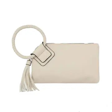 Vegan Leather Wristlet-Cream