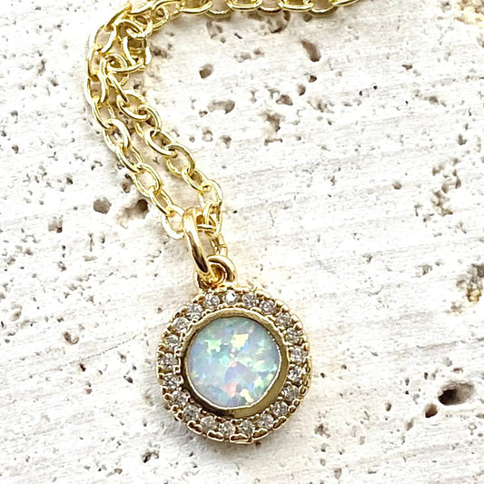 Dainty Opal Necklace Evil Eye Third Protection