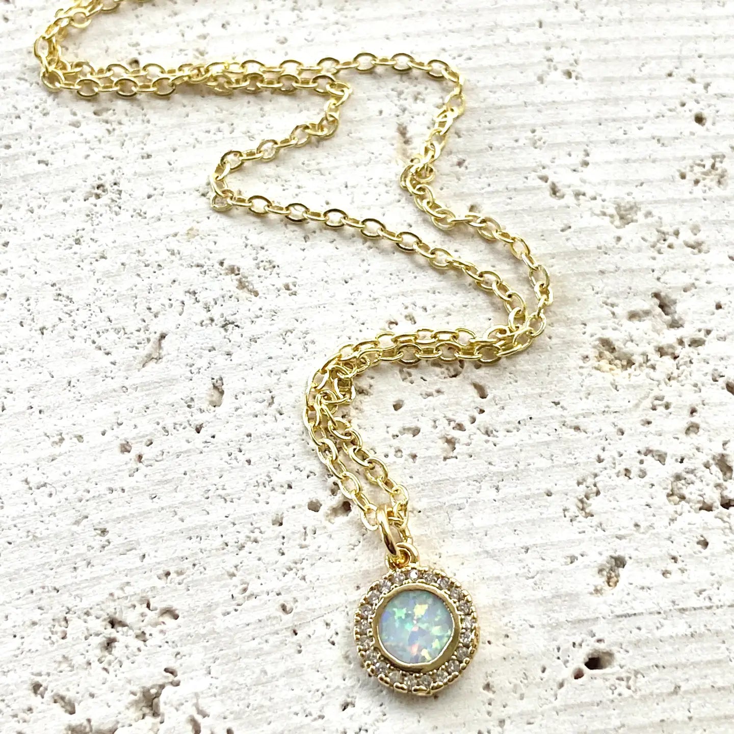 Dainty Opal Necklace Evil Eye Third Protection