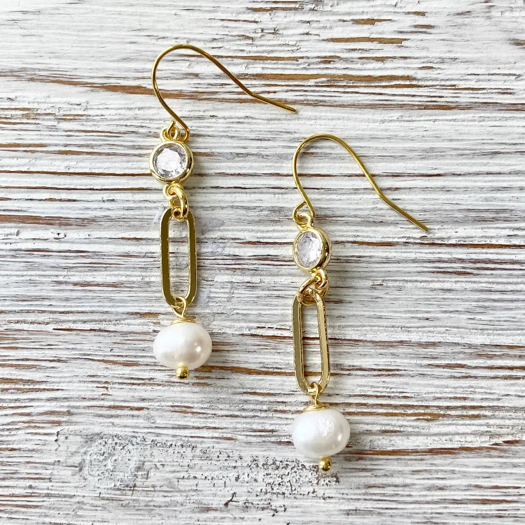 Pearl Paperclip Earrings