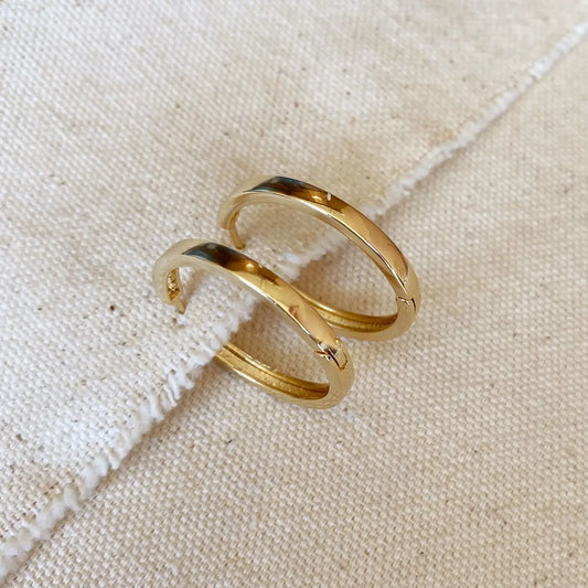 18K Gold Filled Flat Hoop Earrings