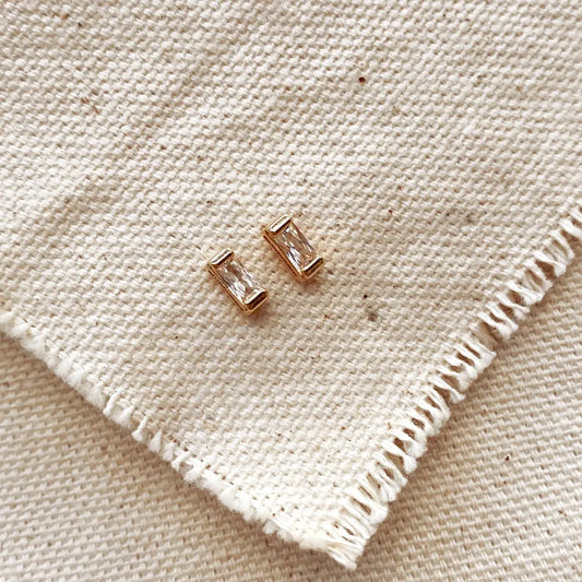 Cubic Zirconia Baguette Stud Earrings