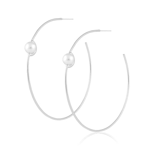 Belize Pearl Hoop Earrings-Silver