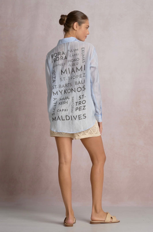 Button Down Destination Top-Light Blue