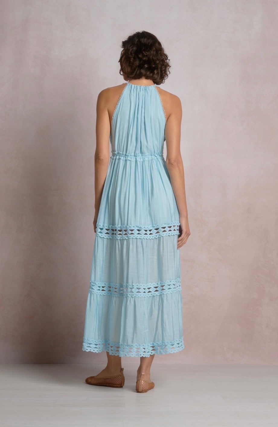 Maxi Halter Dress-Blue Bright