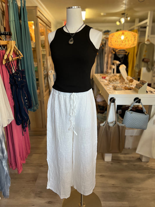 Italian Linen Pants-White