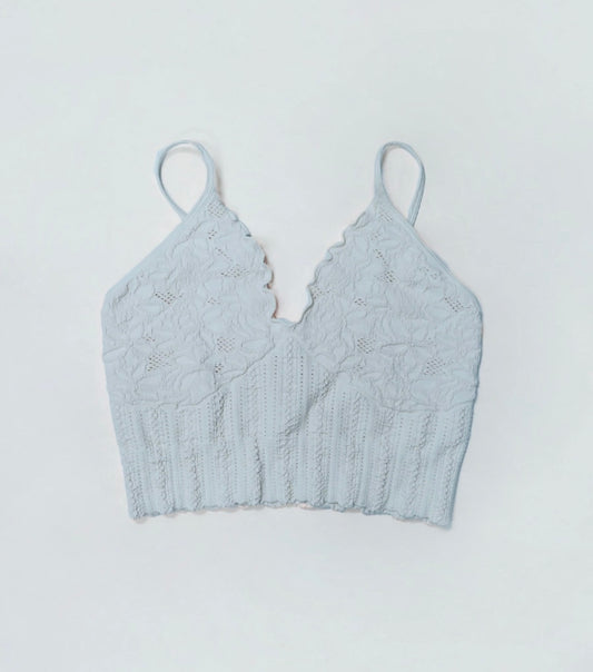 Lace Textured Bralette-Breezy Blue