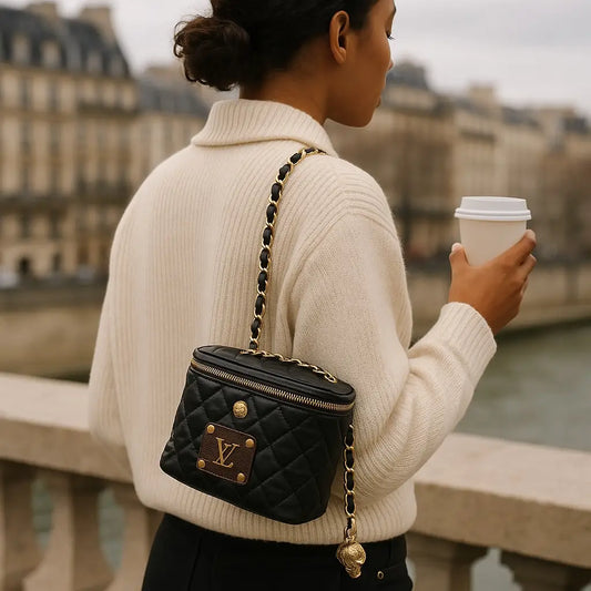 LV Upcycled Quilted Square Crossbody- Black