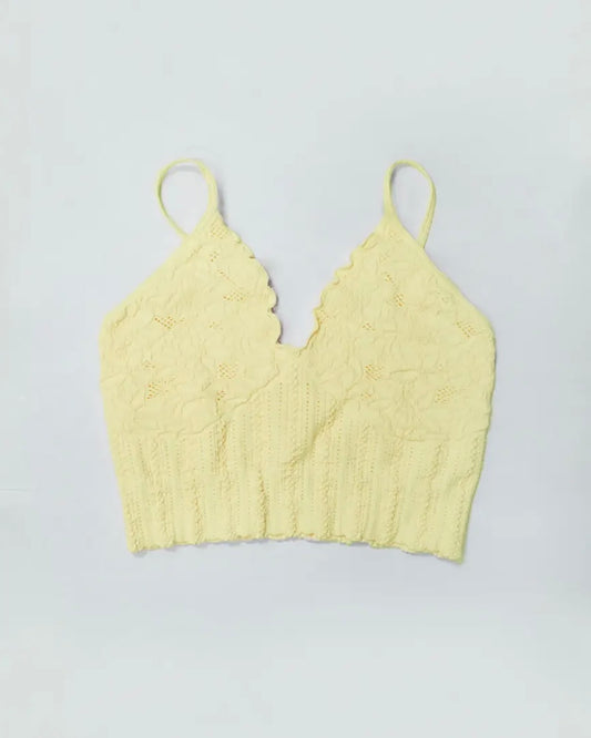 Lace Textured Bralette-Pale Lemon