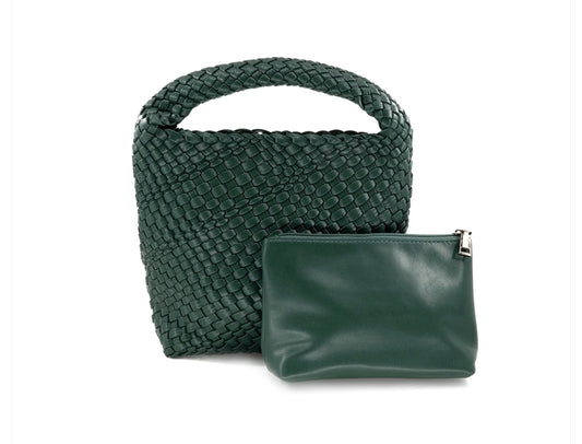 Mini Woven Hobo Bag-Green