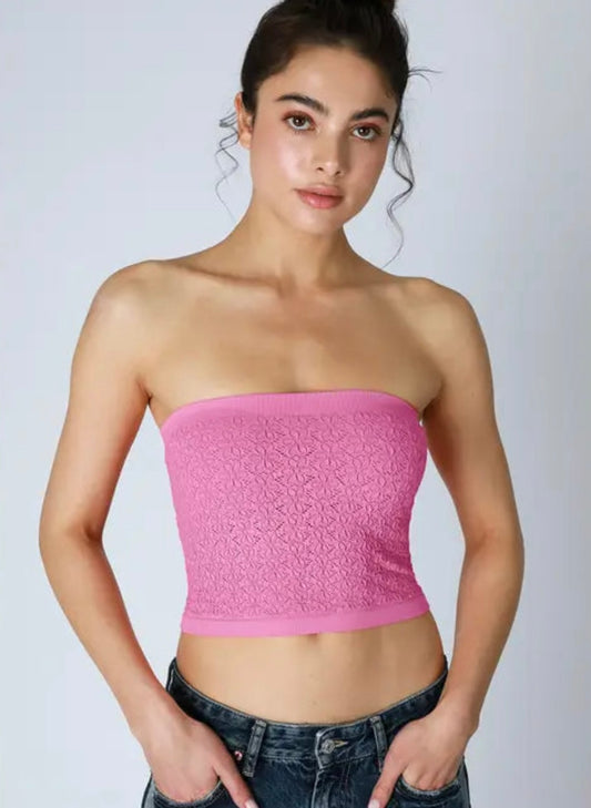 Floral Lace Tube Top-Crocus
