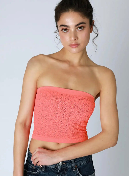 Floral Lace Tube Top-Camellia