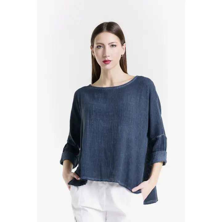 Long Sleeve Raglan Top -Navy Enzyme
