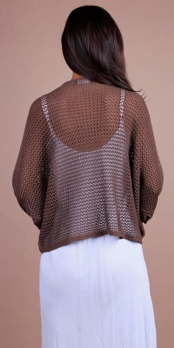 Modular Batwing Knit Top-Chocolate
