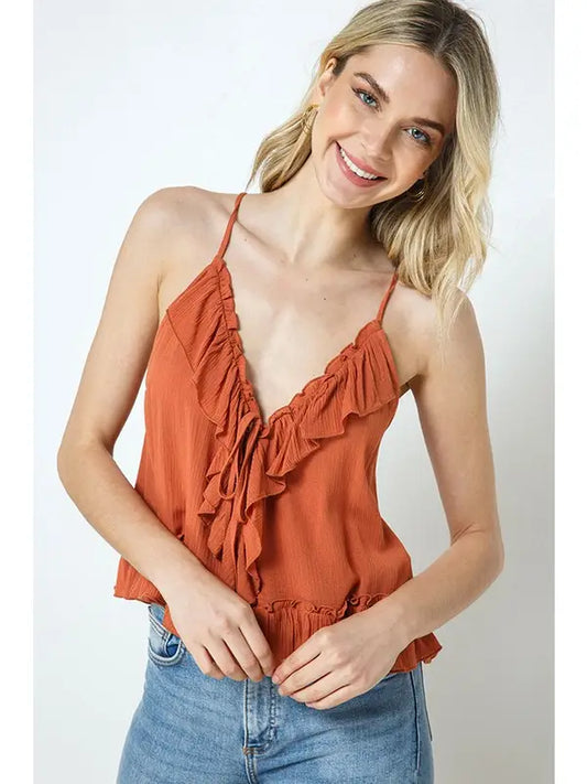 Rayon Ruffled Top-Autumn Leaf