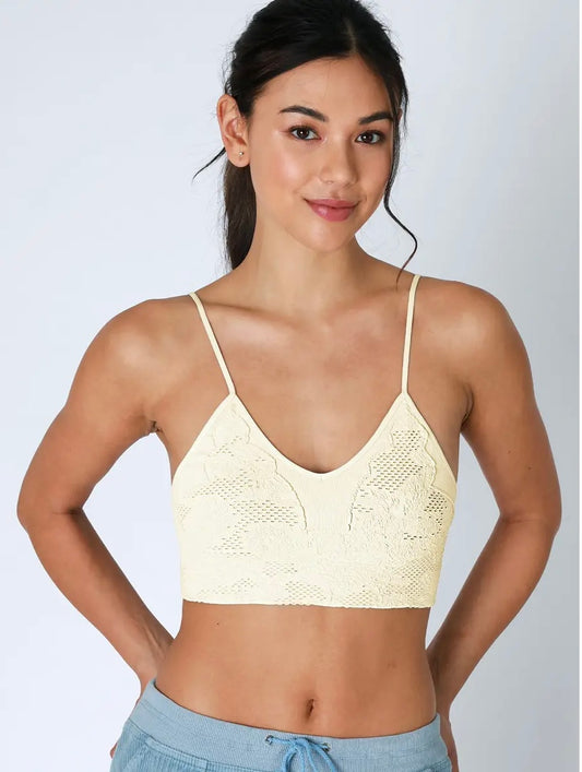 Lace Embroidered Bralette-Butter Cream
