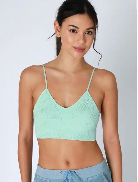 Lace Embroidered Bralette-Island Aqua