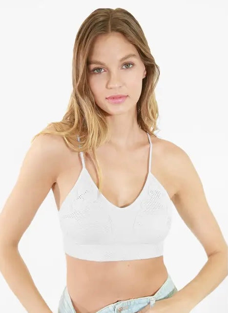 Lace Embroidered Bralette-White