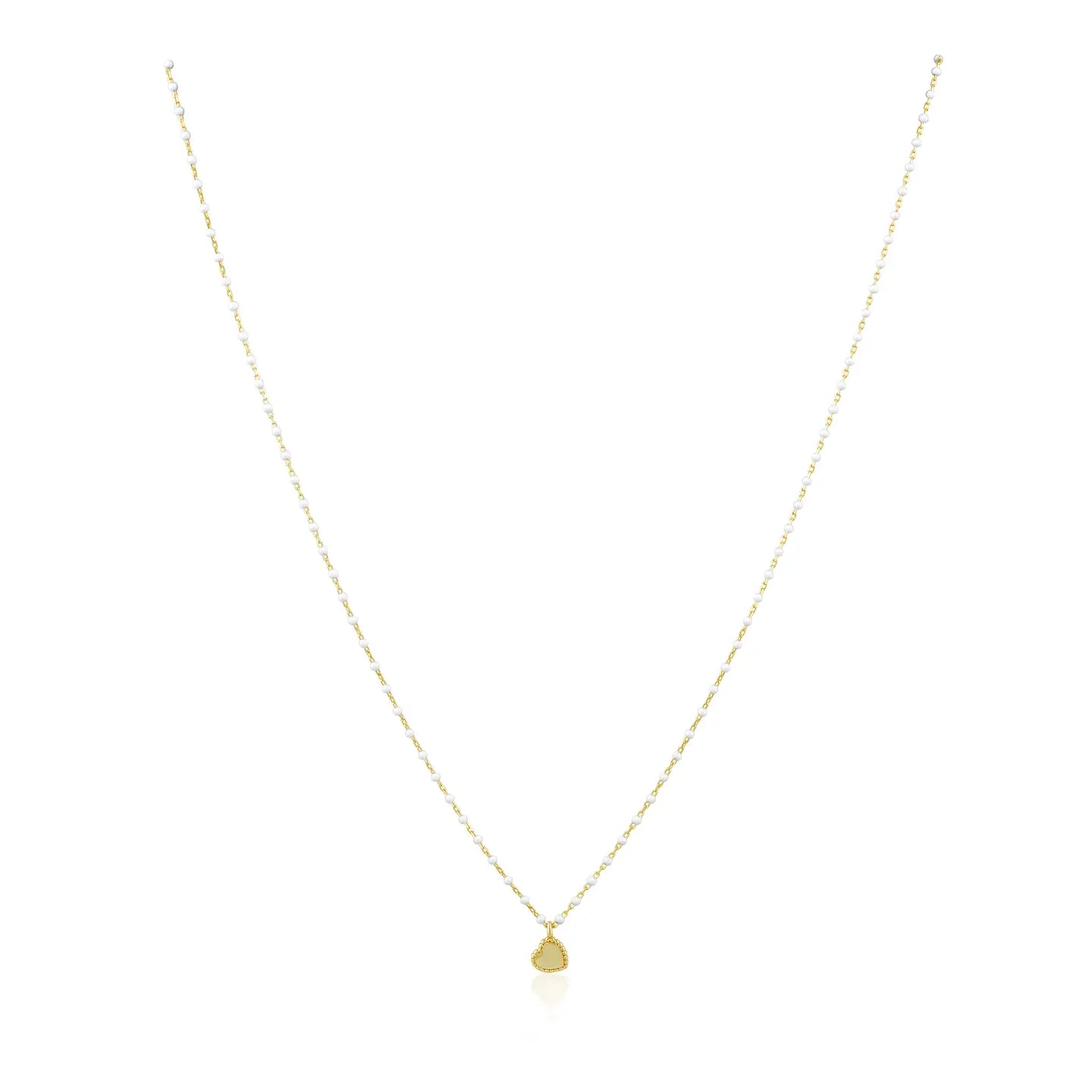 Mini Heart Necklace-White