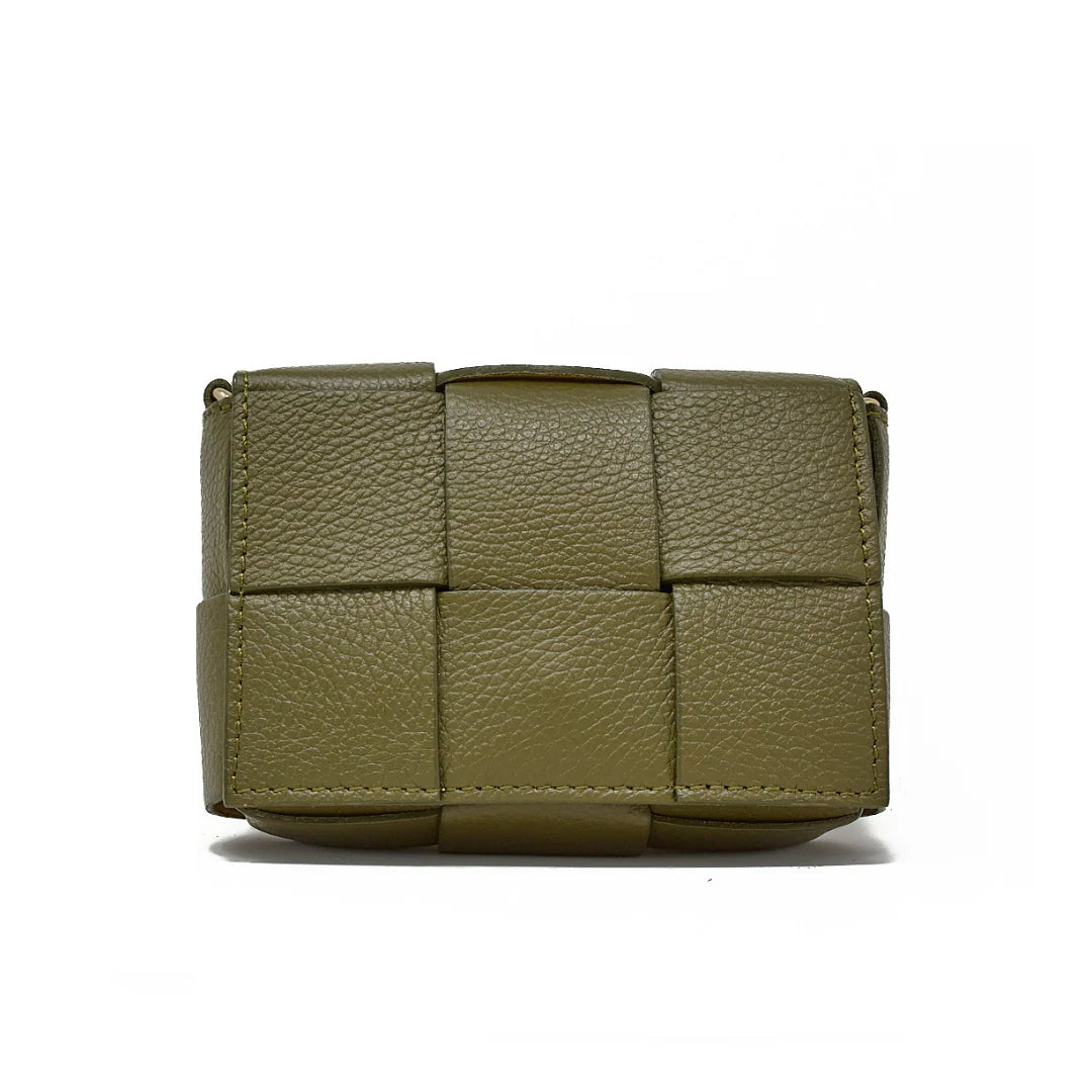 Woven Italian Leather Shoulder/Crossbody-Olive