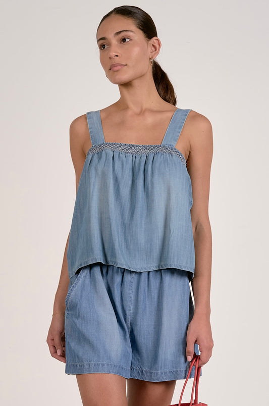 Flowy Tank Top-Denim Wash