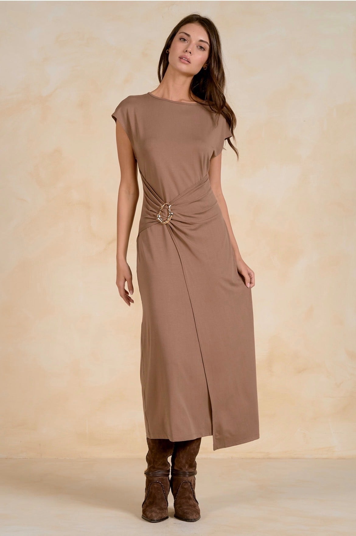 Maxi Cap Sleeve Cinced WB-Light Brown